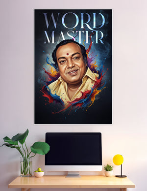 Word Master bold typography colorful splash portrait poster