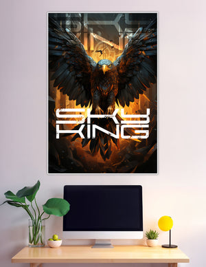 Fierce eagle wings spread fire Sky King poster