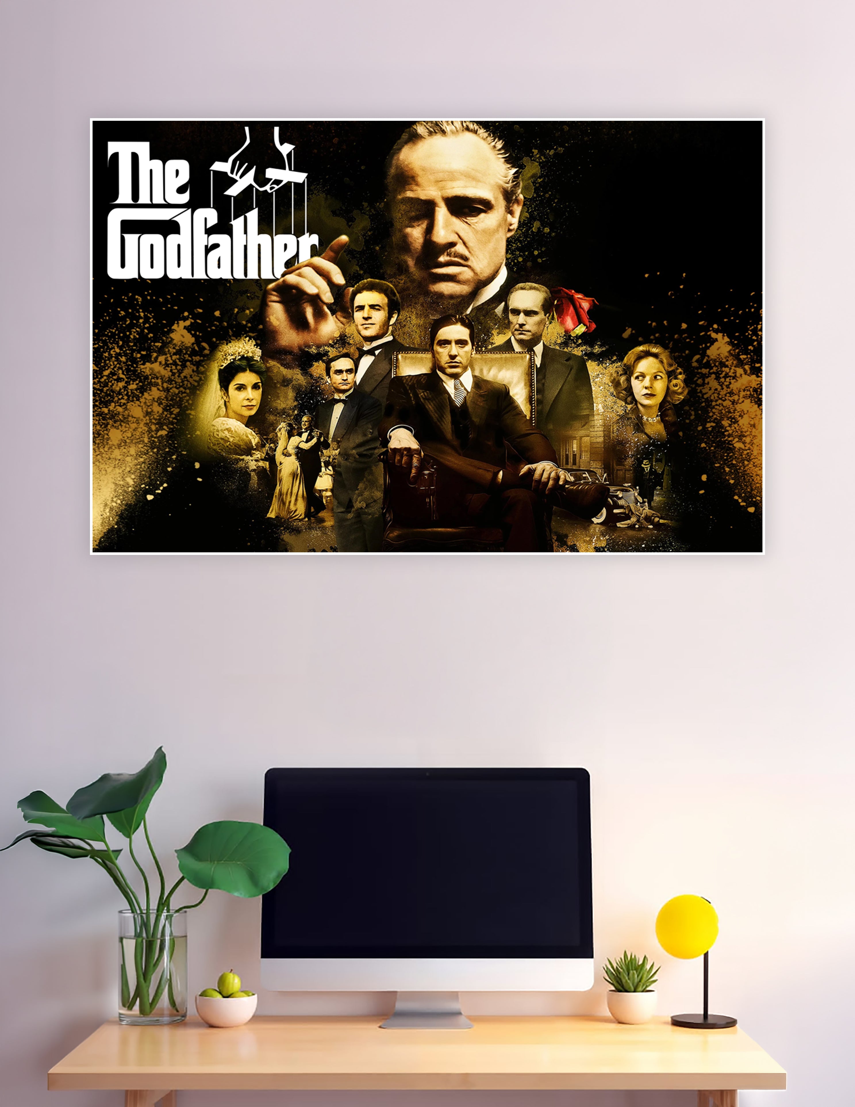 The Godfather movie poster with Corleone family cast