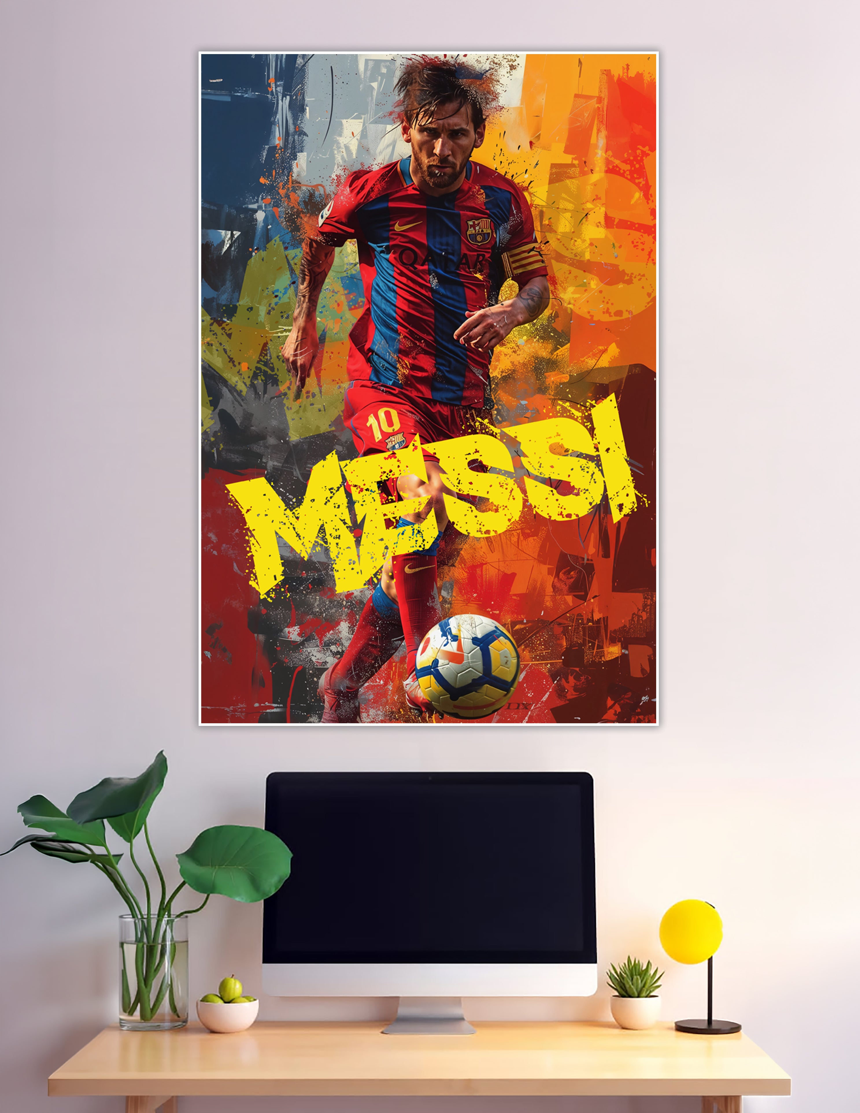 Messi Barcelona number 10 graffiti style football poster