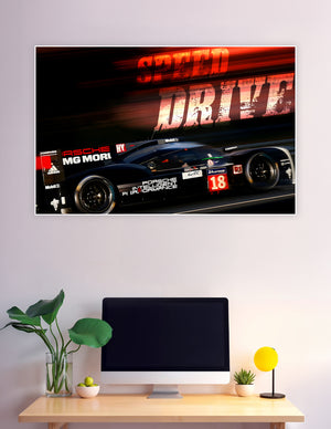 Porsche #18 LMP1 Le Mans race car speed poster