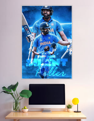 Rohit Sharma India cricket silent killer blue poster