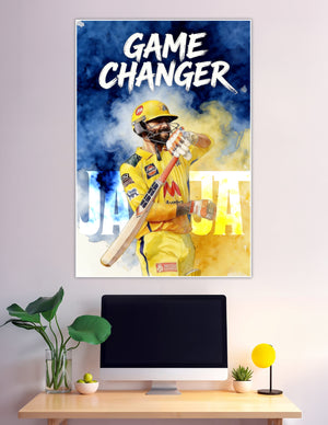 CSK cricket batsman game changer watercolor art poster