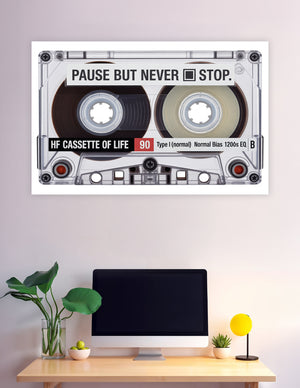 Retro cassette tape poster with motivational quote