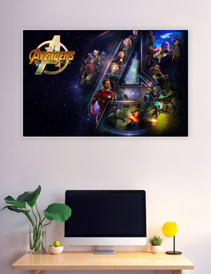 Avengers Infinity War poster with Iron Man Thanos and MCU heroes
