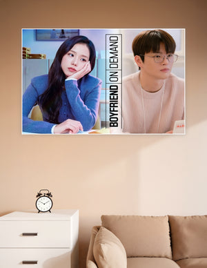 Boyfriend On Demand Korean drama promotional poster featuring two lead actors in a soft blue and neutral romantic composition
