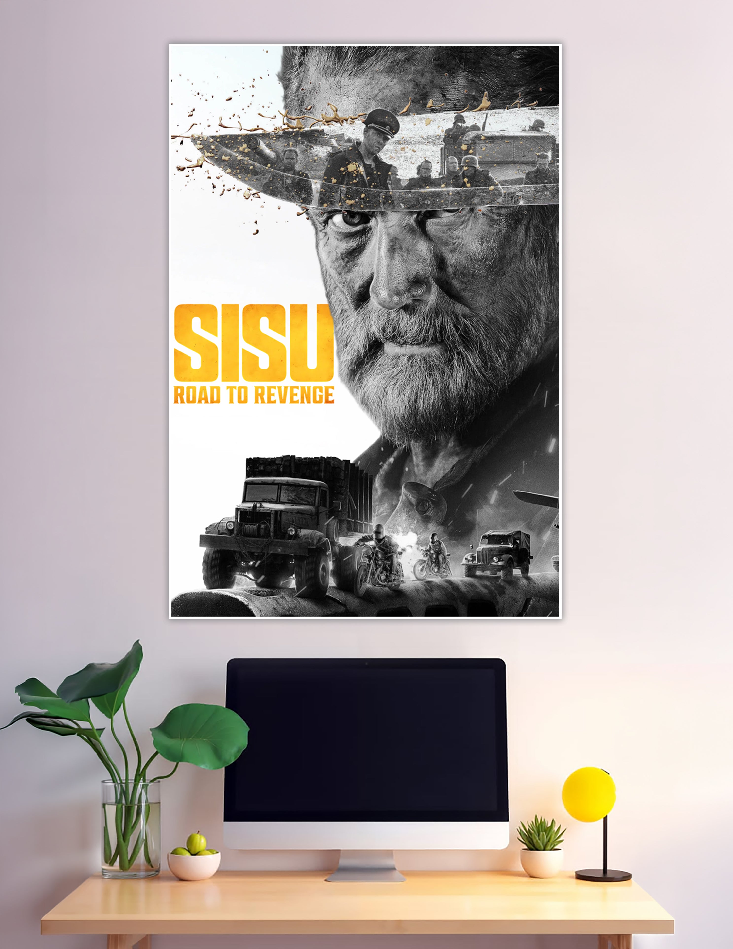 Sisu Road to Revenge black and white action movie poster