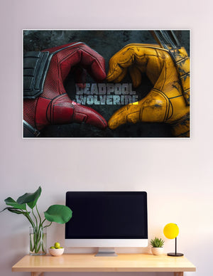 Deadpool and Wolverine gloves forming a heart shape