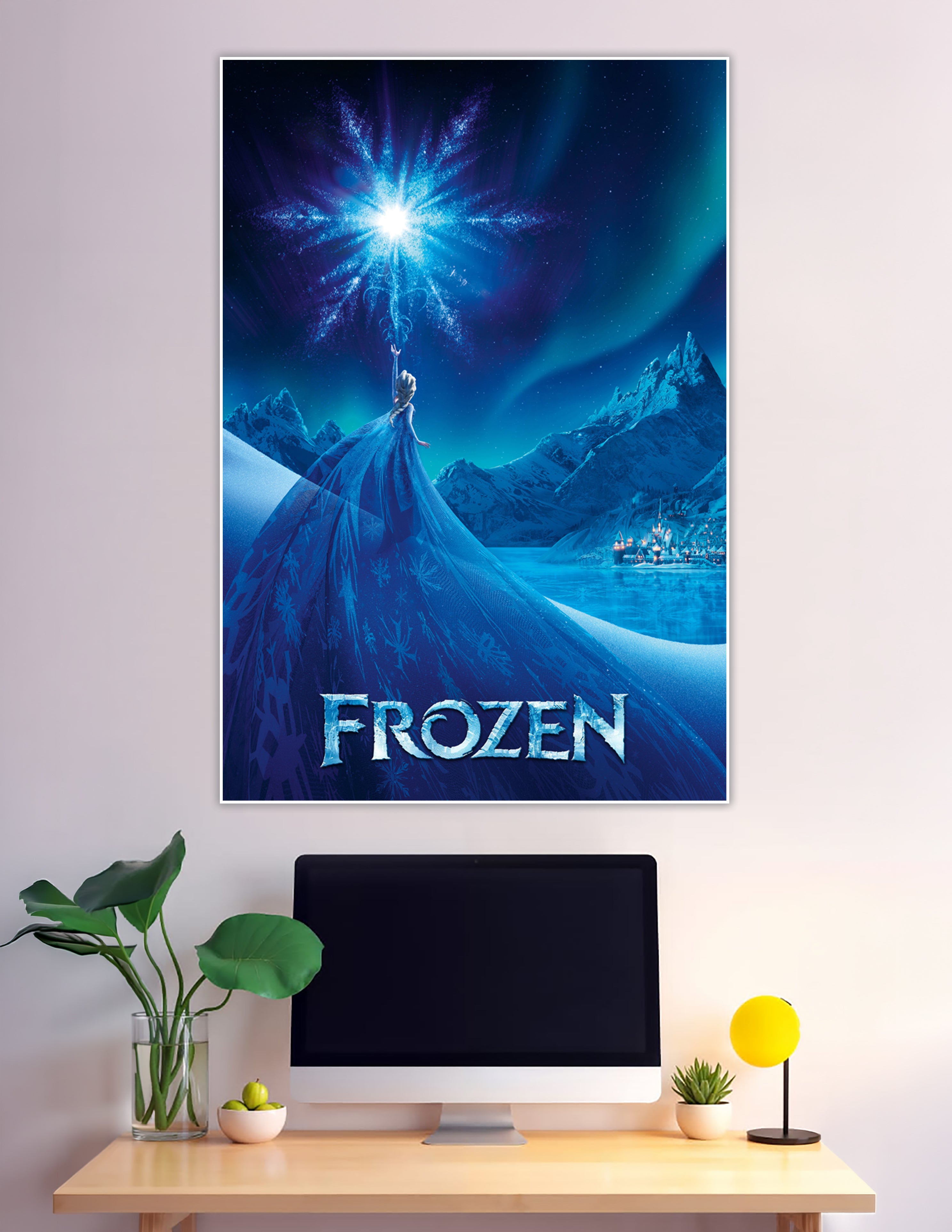 Disney Frozen Elsa conjuring glowing snowflake winter kingdom poster