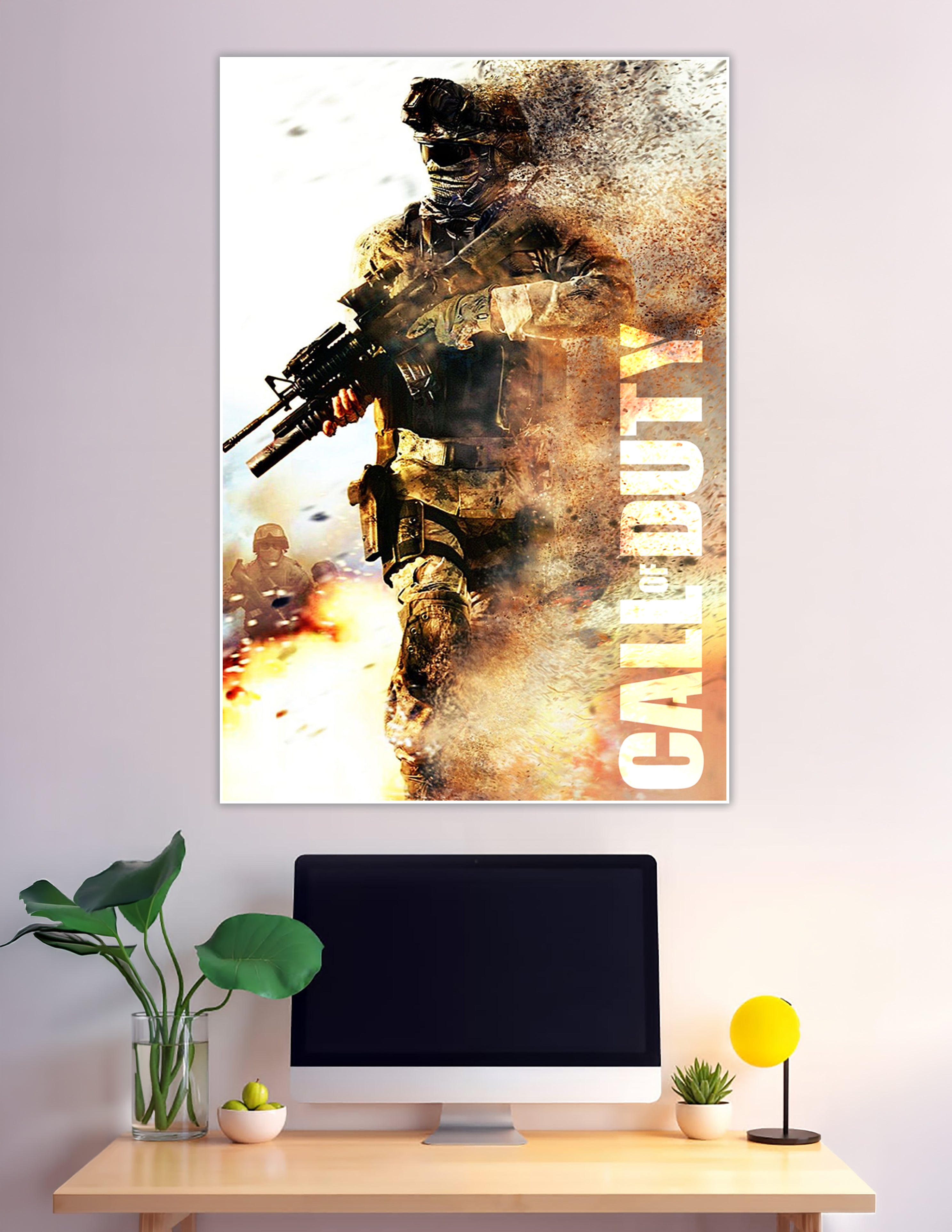 Call of Duty armed soldier explosive action gaming poster