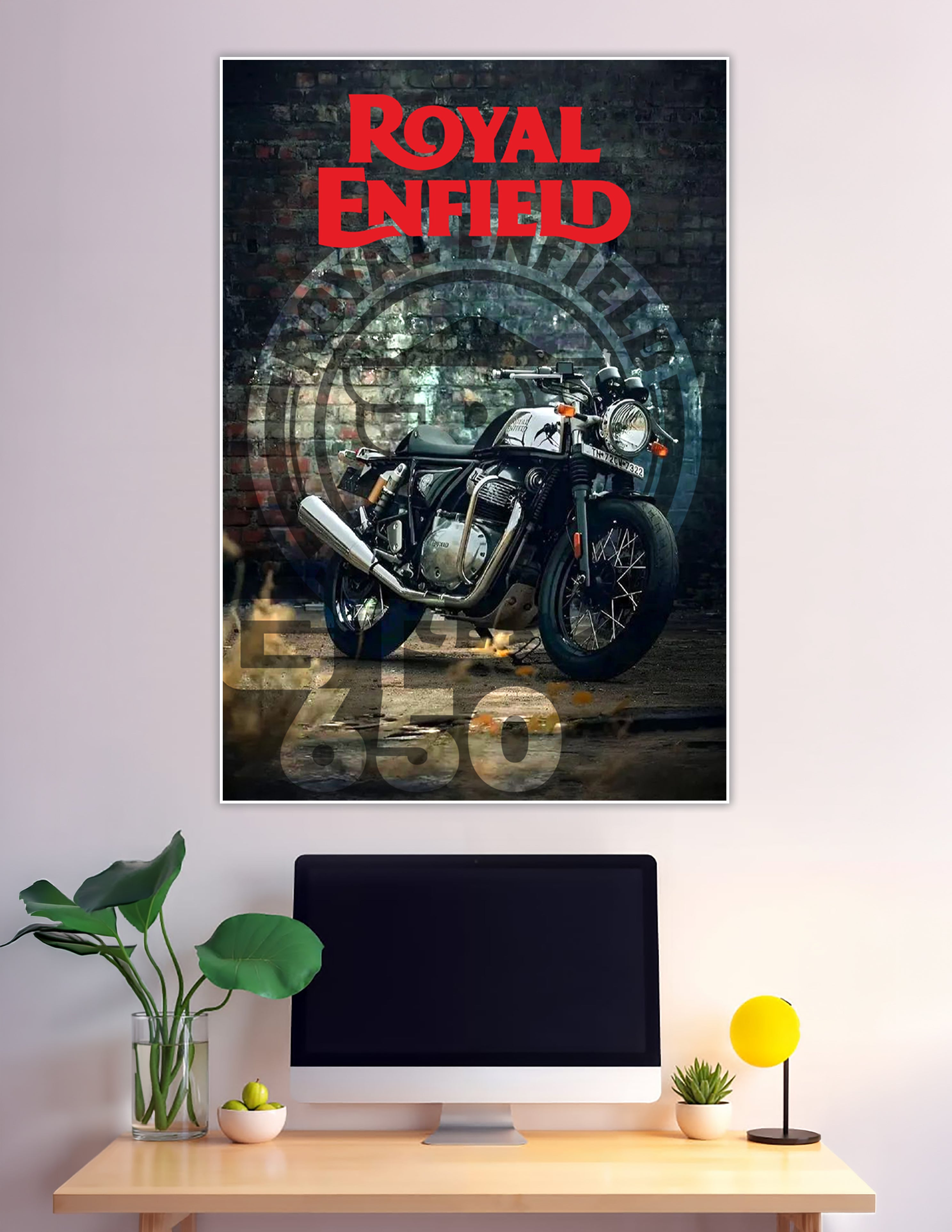 Royal Enfield 650 classic motorcycle poster with brick background
