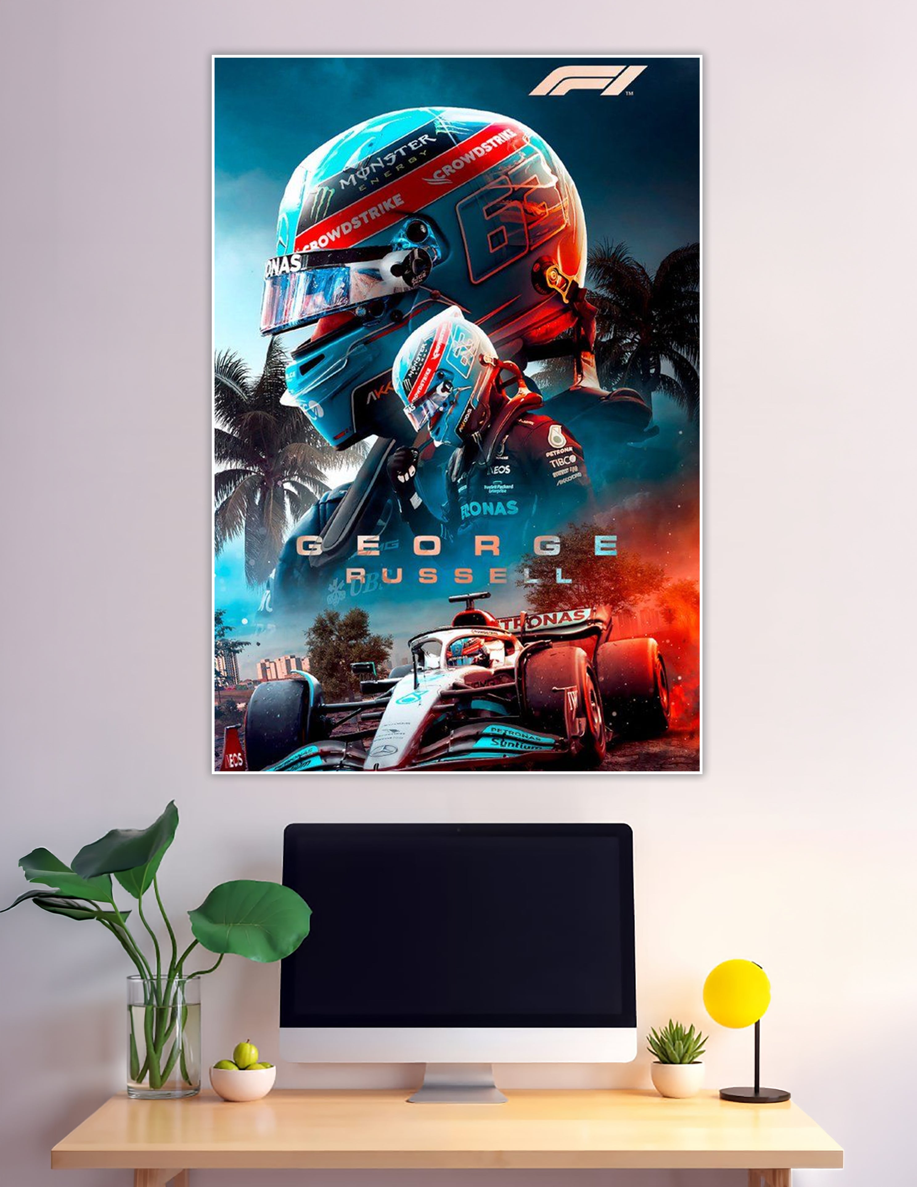 George Russell F1 Mercedes Petronas number 63 racing poster