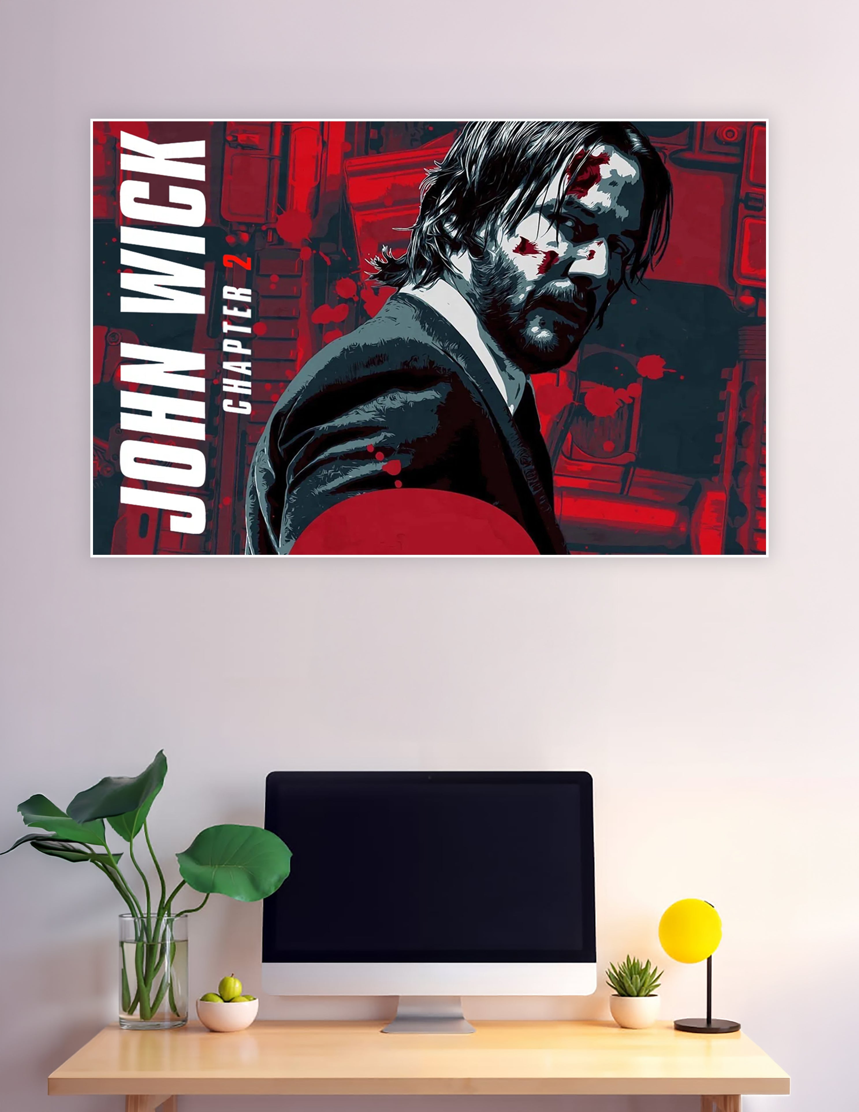 John Wick Chapter 2 illustrated red action movie poster