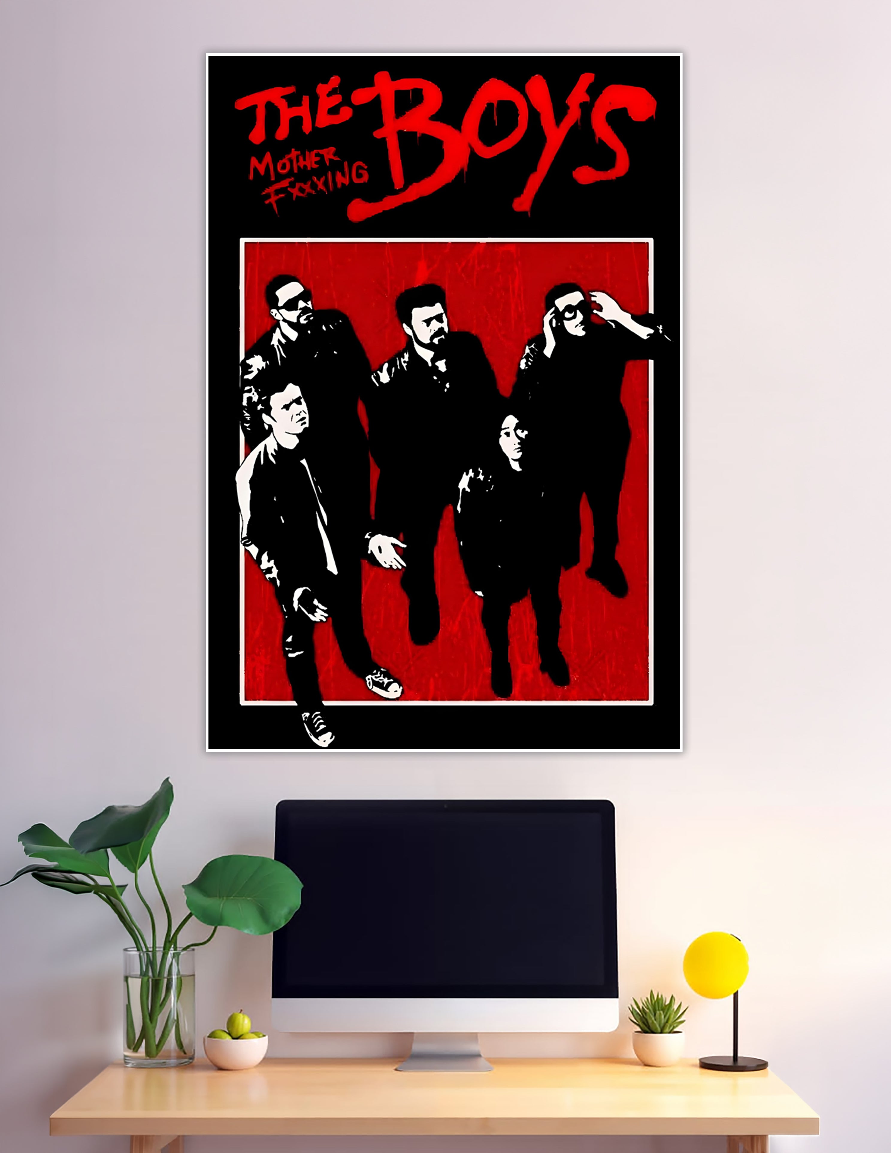 The Boys TV show red black stencil group art poster