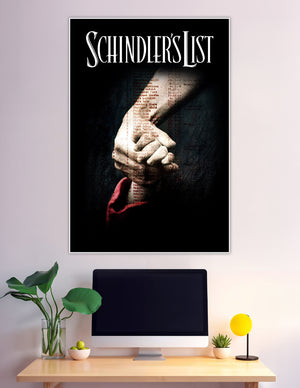 Schindler's List movie poster with clasped hands and names list