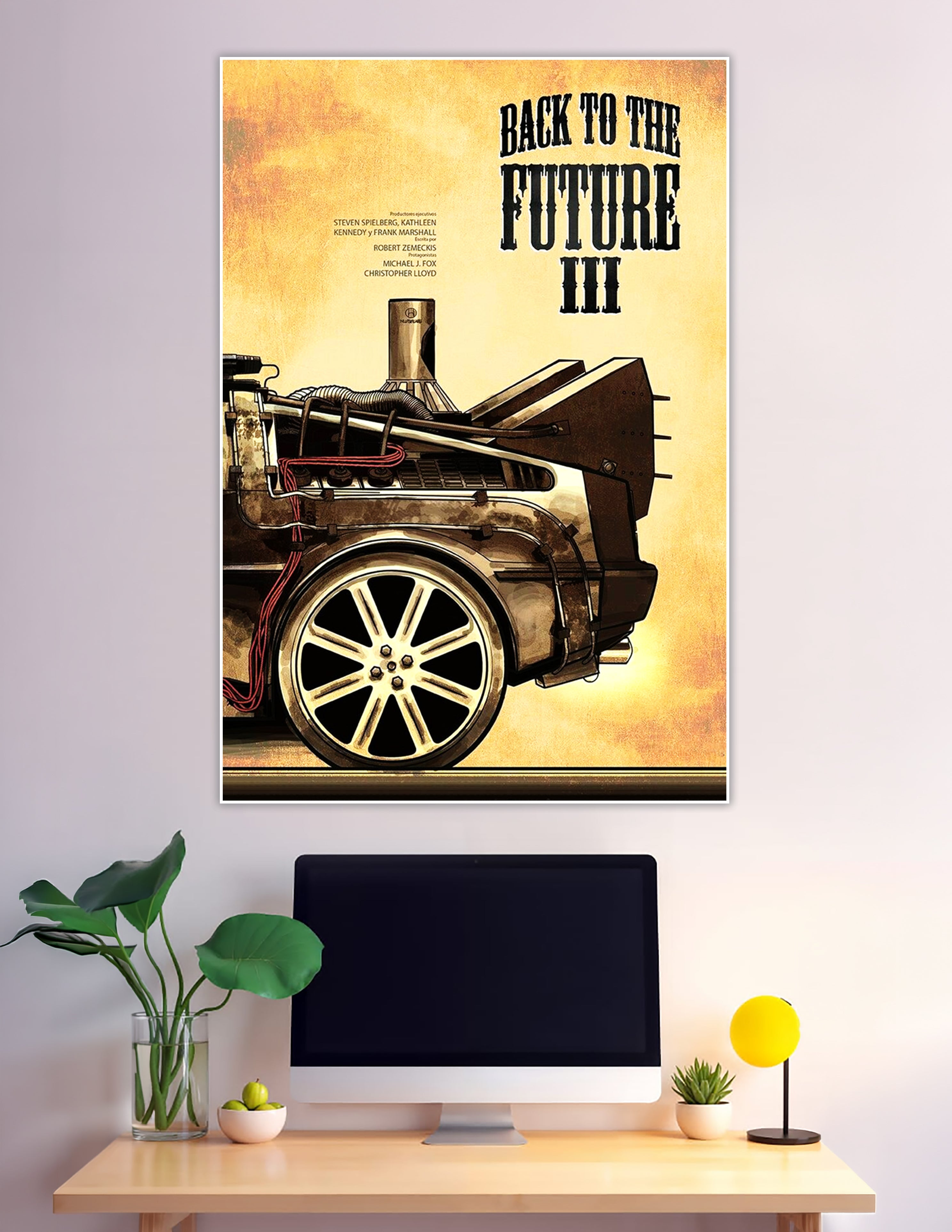 Back to the Future III illustrated DeLorean western movie poster