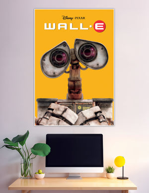 Disney Pixar WALL-E robot close-up on yellow background