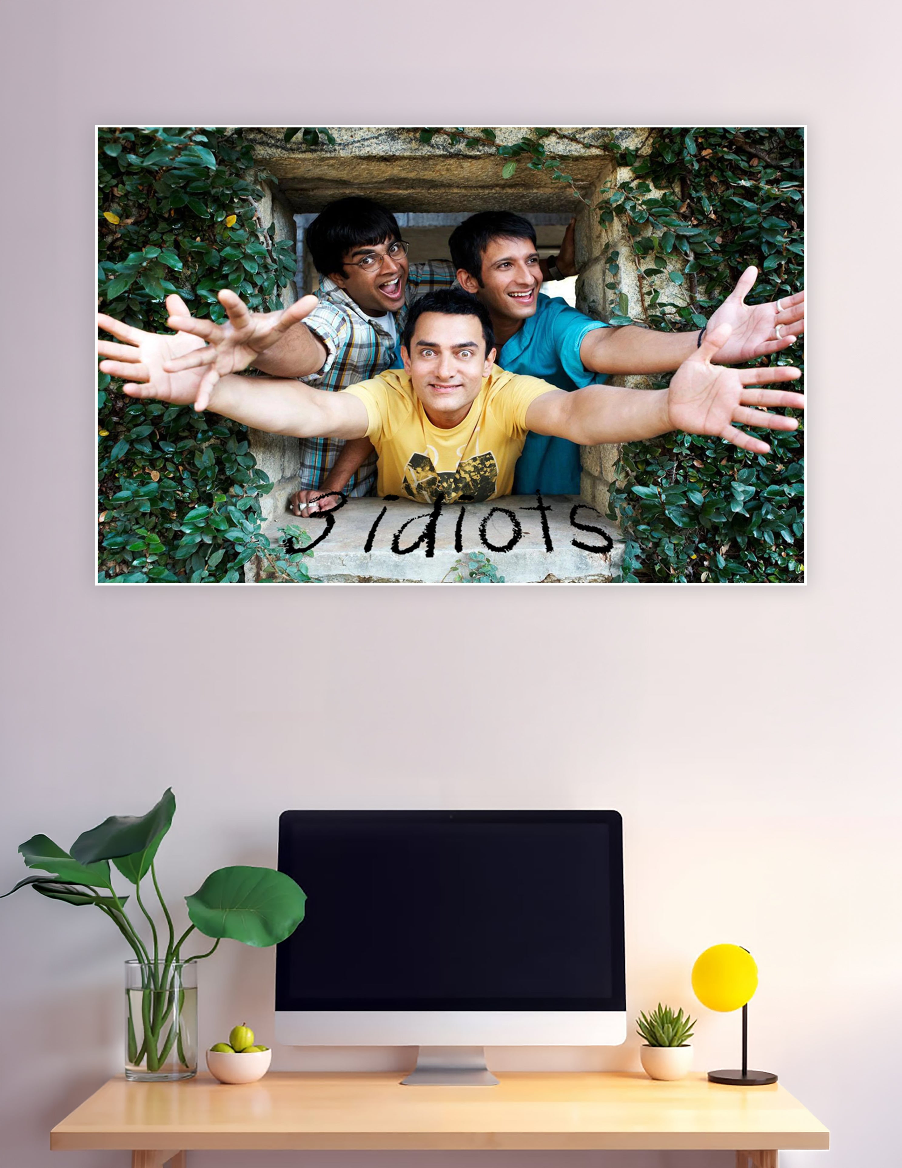 3 Idiots Bollywood movie poster with three smiling friends