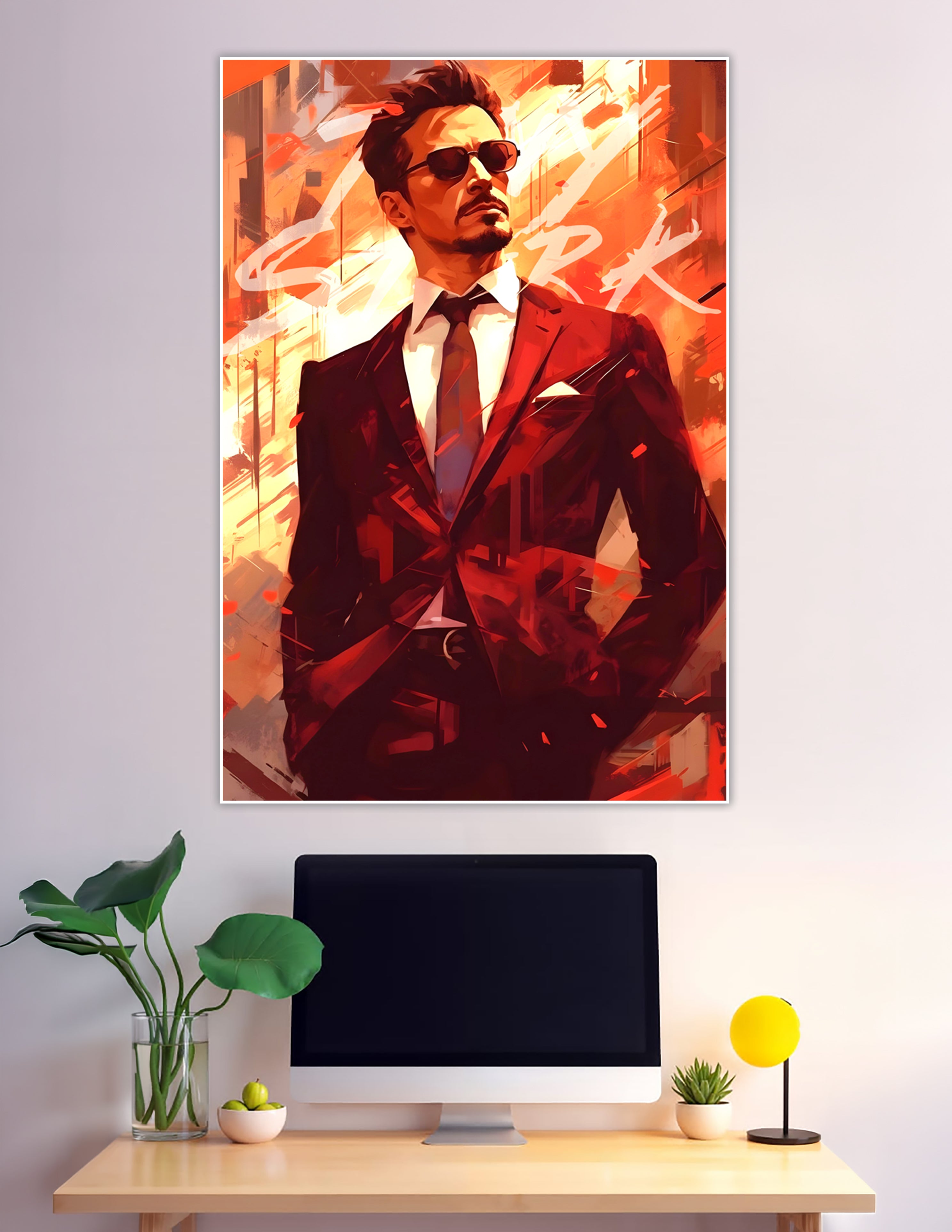 Tony Stark red suit digital fan art poster