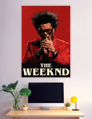 The Weeknd bold red illustrated graphic art poster