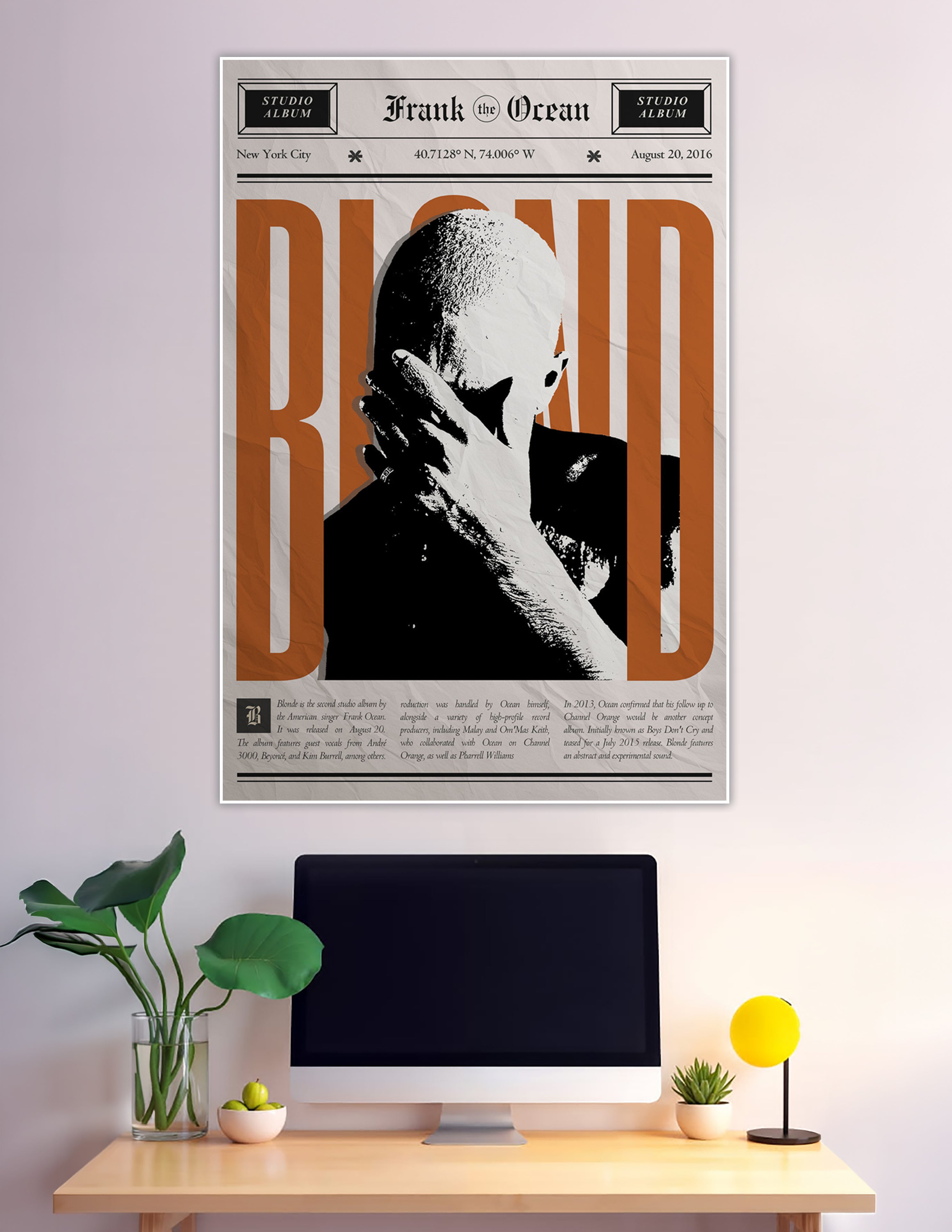 Frank Ocean Blonde album newspaper style music poster