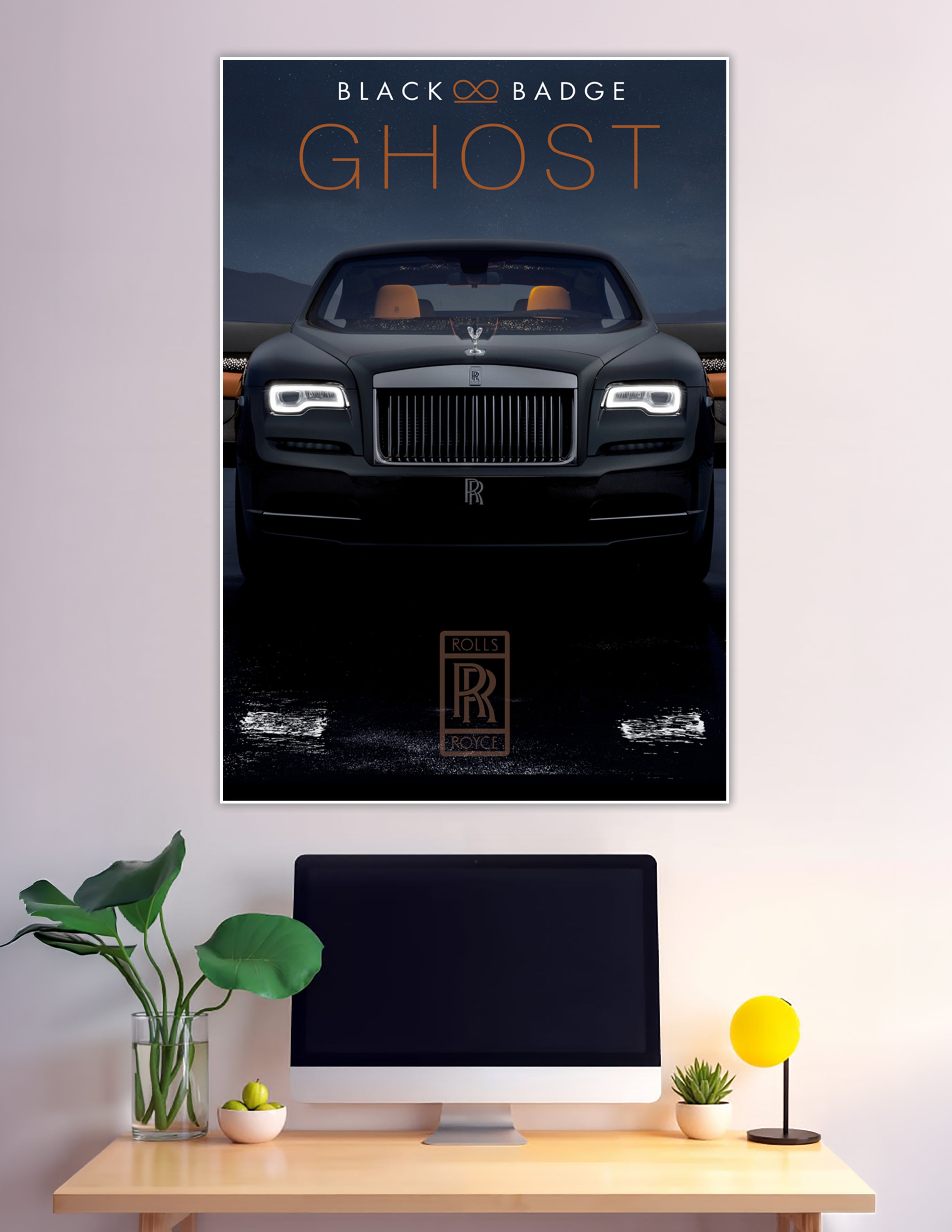 Rolls-Royce Black Badge Ghost front view midnight poster