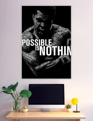 Black and white boxing word art motivational poster