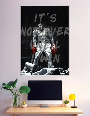 Black and white boxing champion motivational quote poster