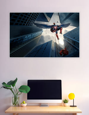 Captain America Brave New World Sam Wilson flying cityscape poster