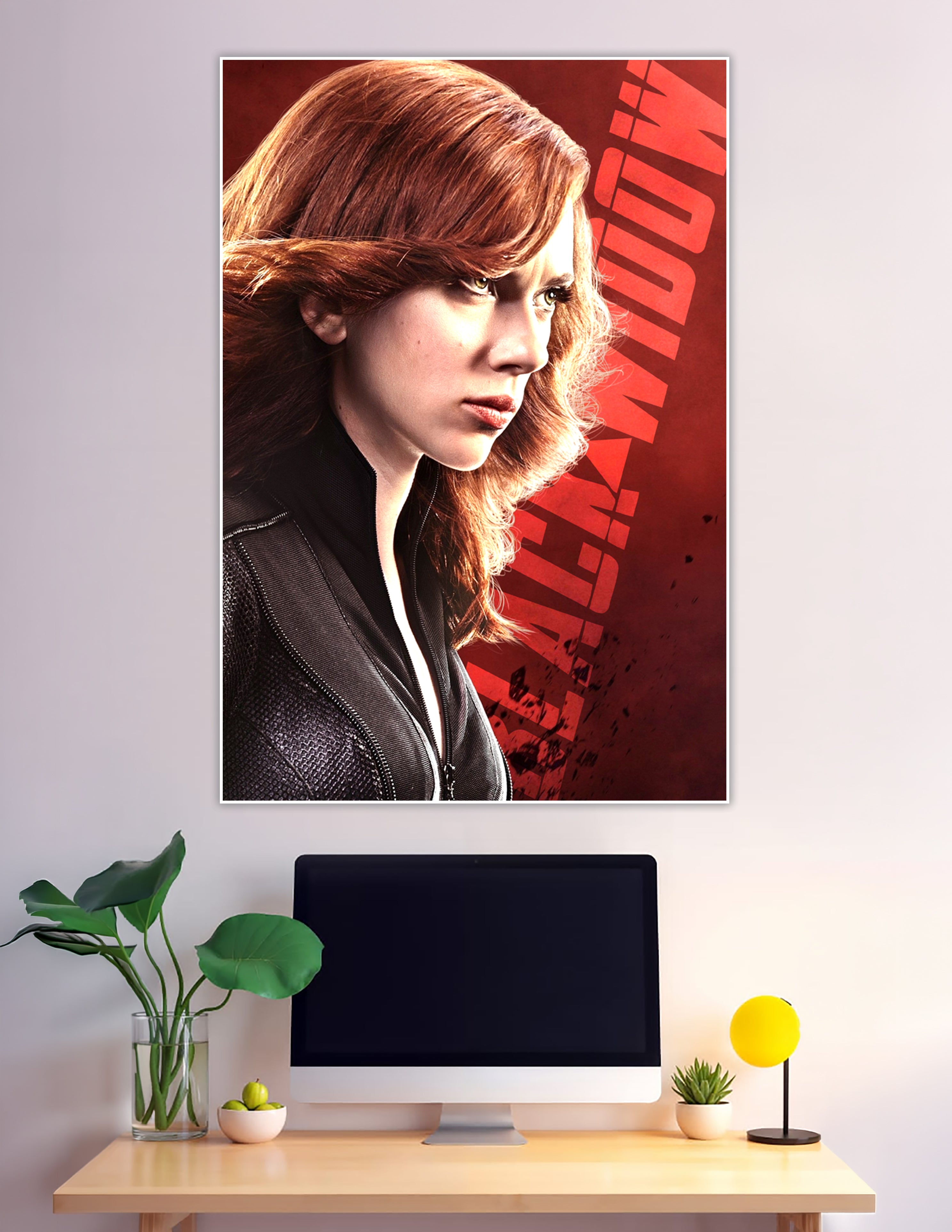 Black Widow Marvel poster red background tactical suit