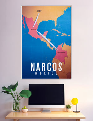 Narcos Mexico Netflix poster with map and drug route
