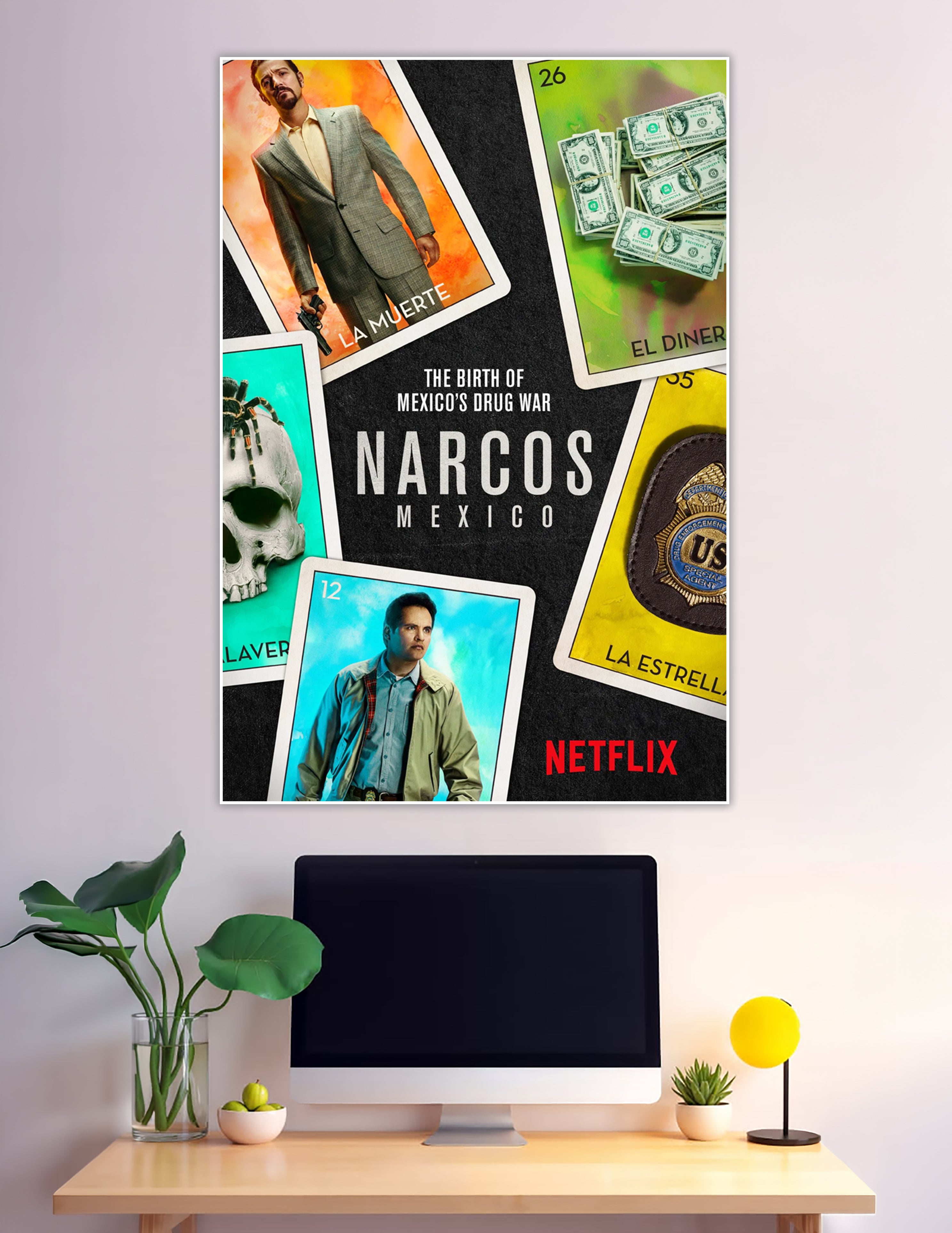 Narcos Mexico Netflix poster with loteria card design
