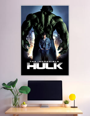 The Incredible Hulk movie poster with Bruce Banner and Hulk