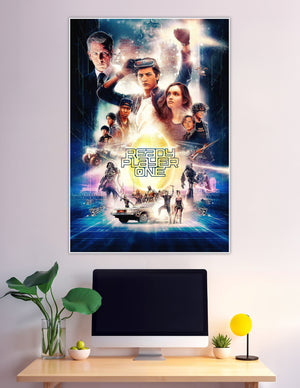 Ready Player One official movie poster with cast and DeLorean