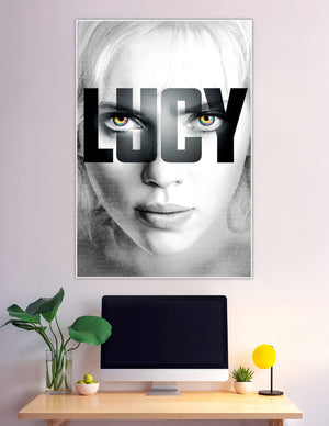 Lucy movie poster with rainbow eyes and bold typography