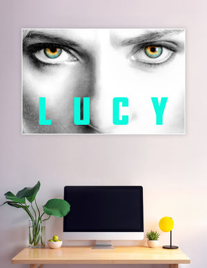 Lucy 2014 sci-fi movie poster with glowing eyes