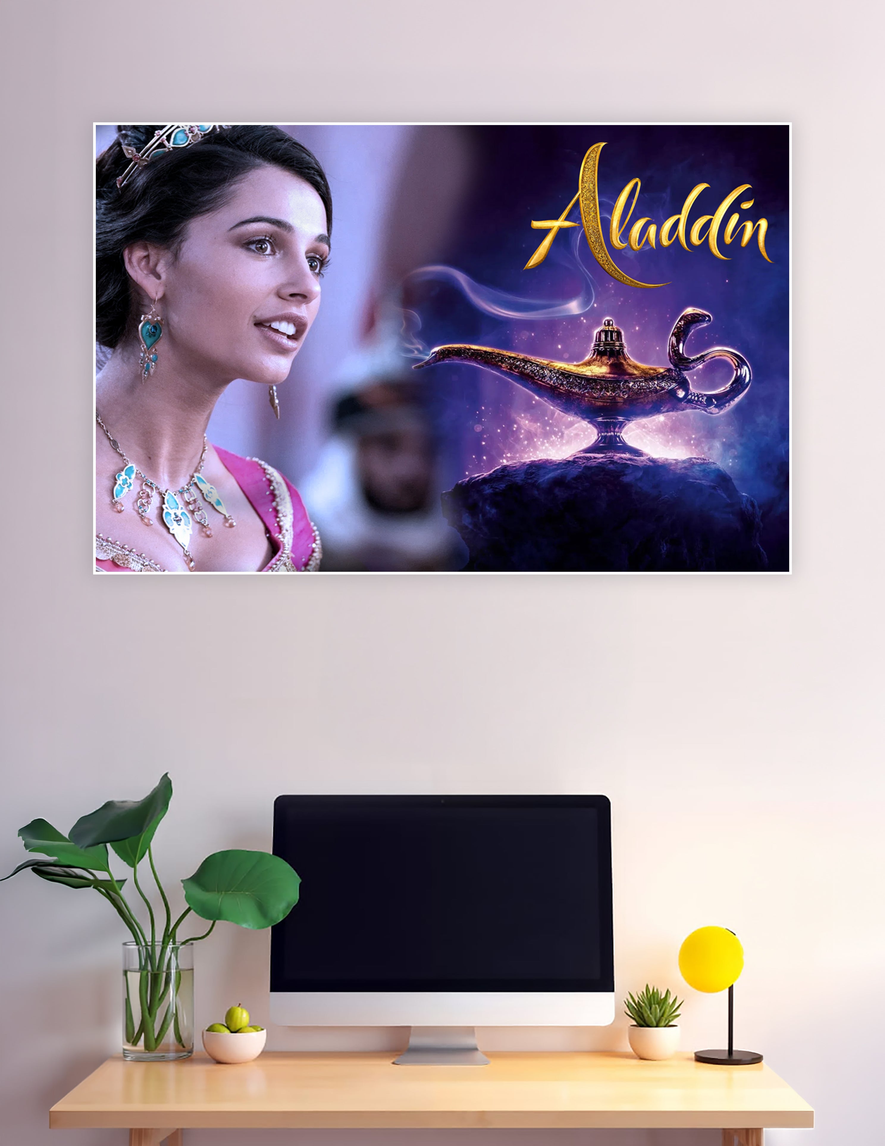 Aladdin 2019 Disney poster Princess Jasmine and magic lamp