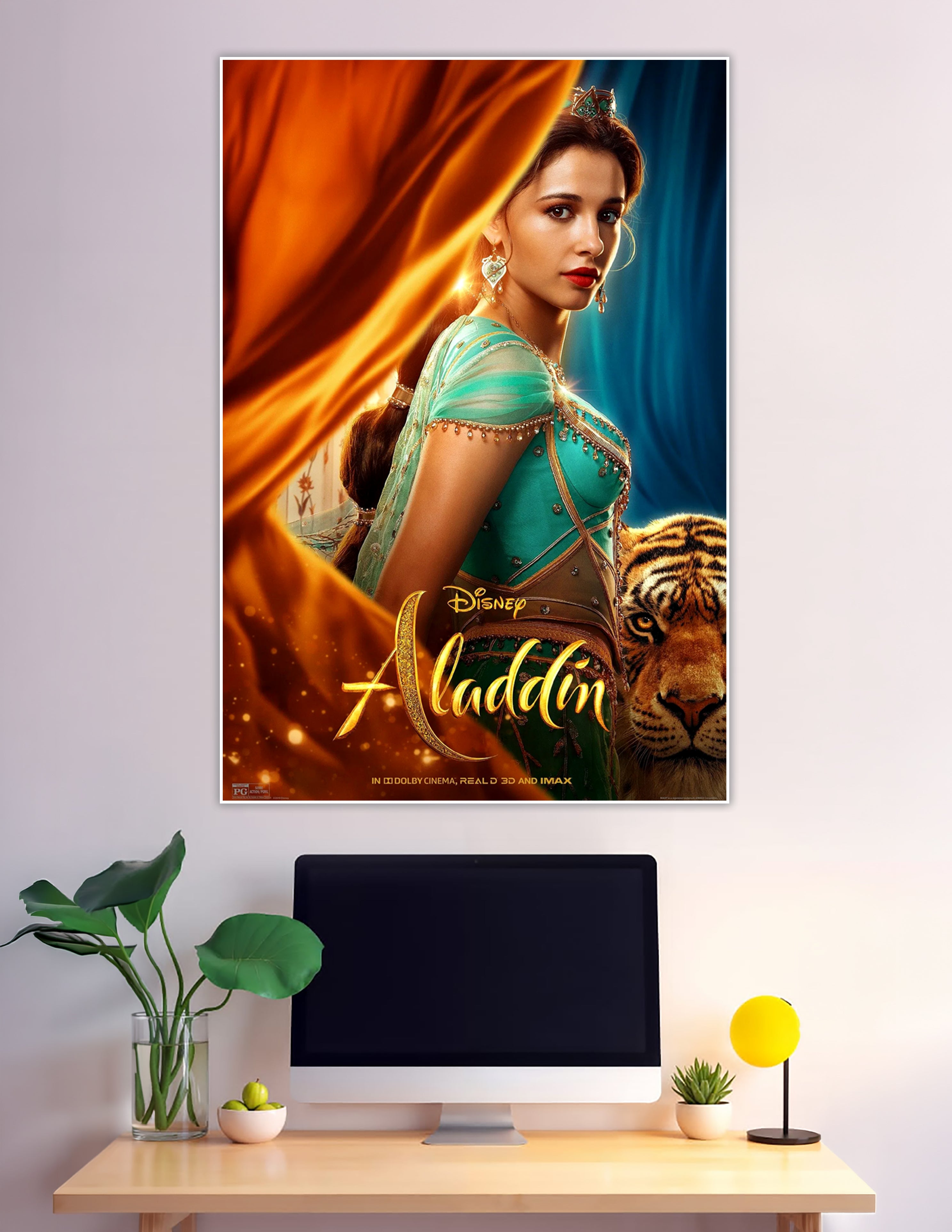 Princess Jasmine and Rajah Disney Aladdin movie poster
