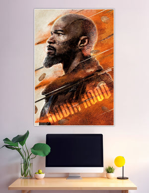 Robin Hood movie poster bold orange warrior profile art