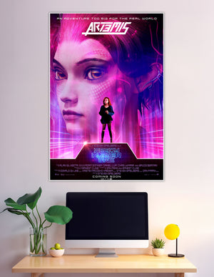 Ready Player One Artemis neon cyberpunk character movie poster