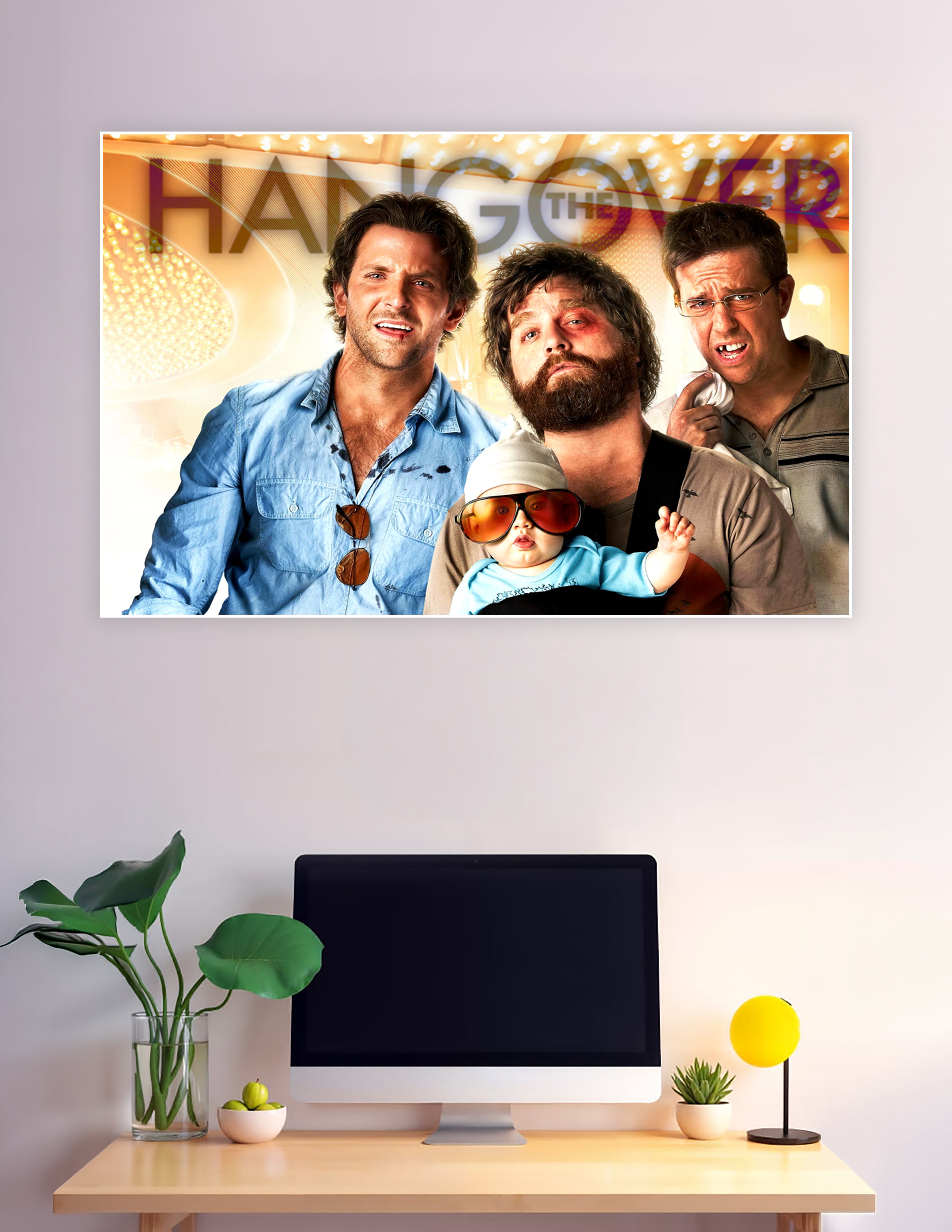 The Hangover movie poster with wolf pack and baby