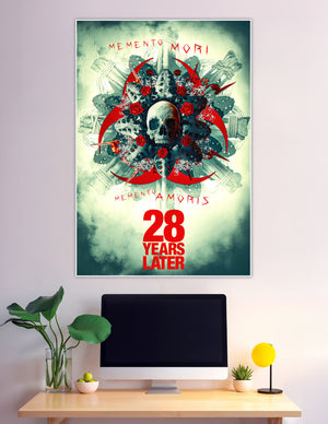 28 Years Later skull roses biohazard horror movie poster