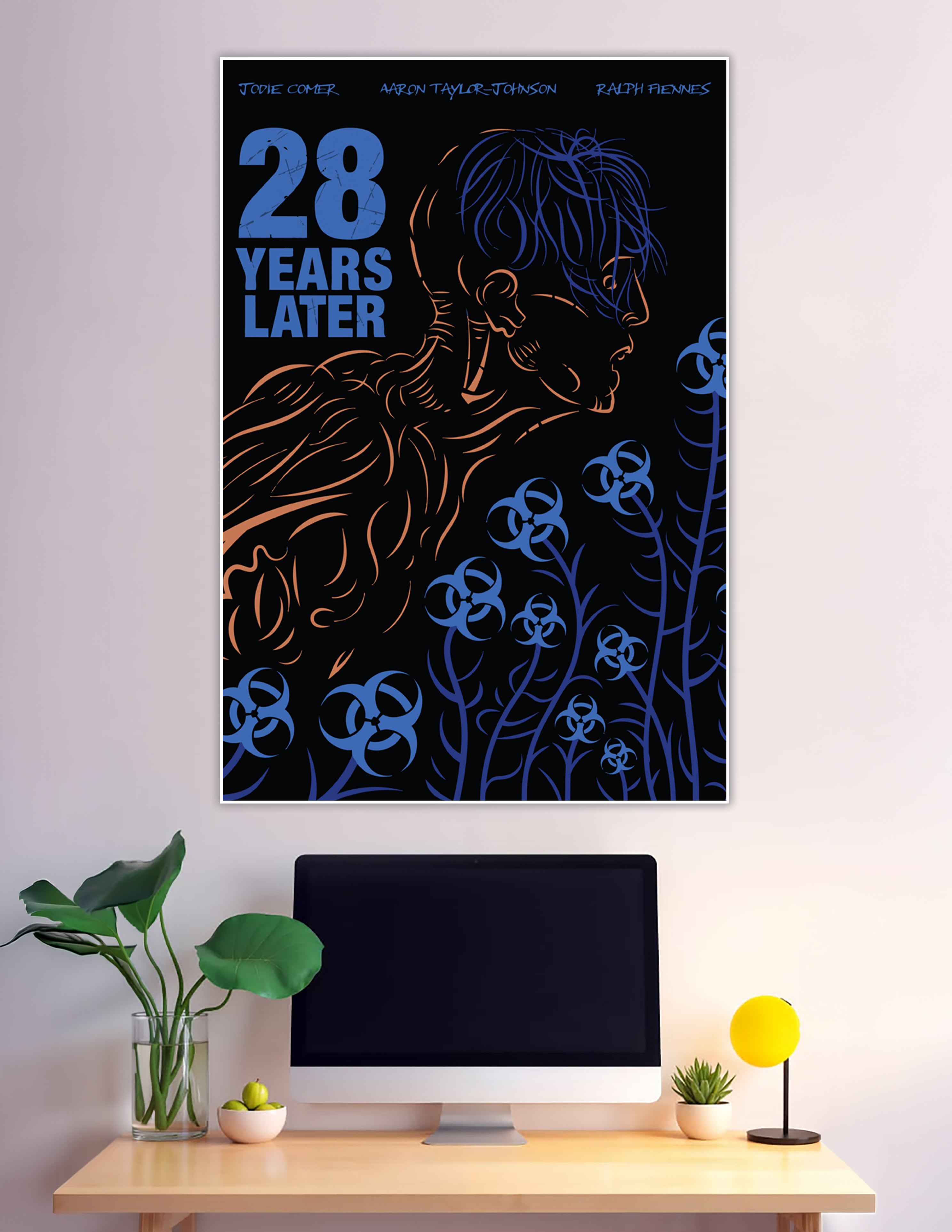 28 Years Later horror movie poster with biohazard flowers