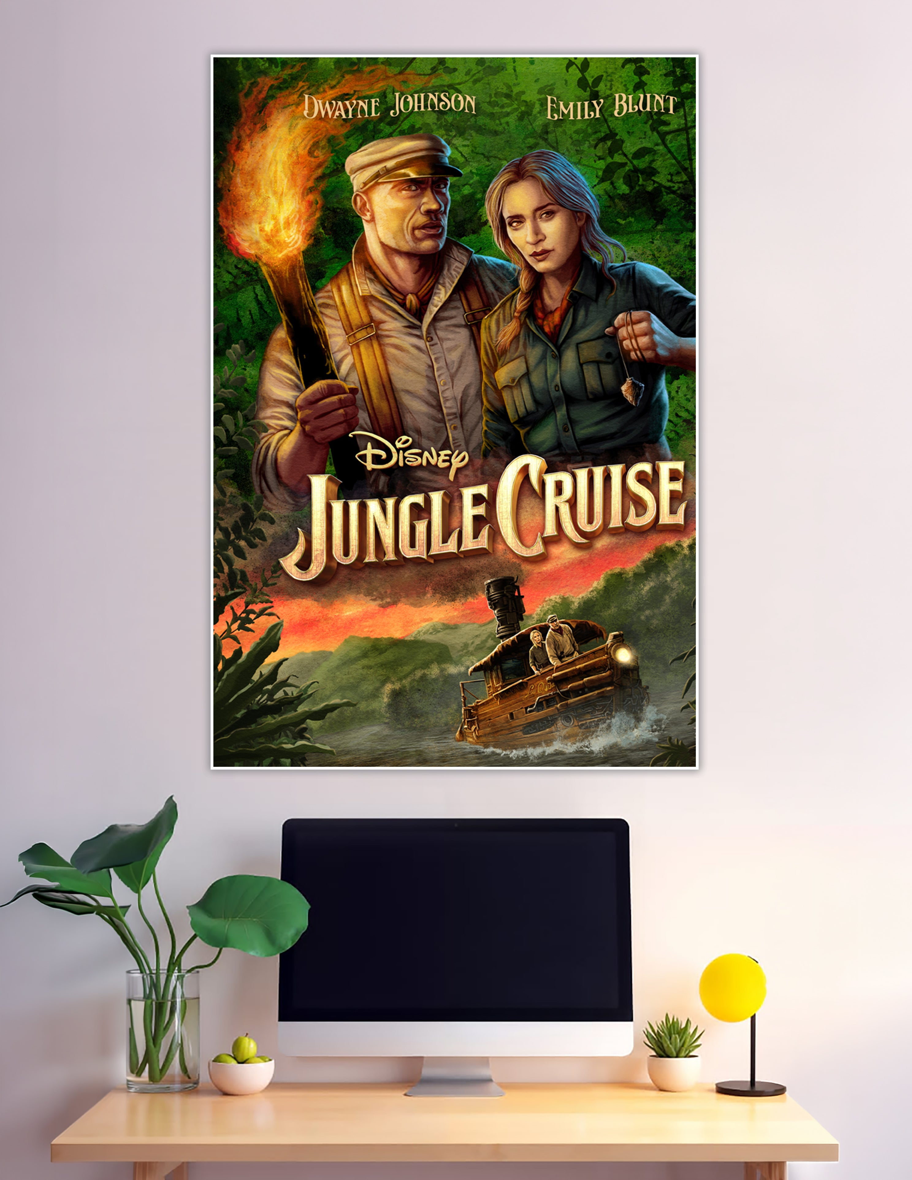 Disney Jungle Cruise poster with Dwayne Johnson and Emily Blunt