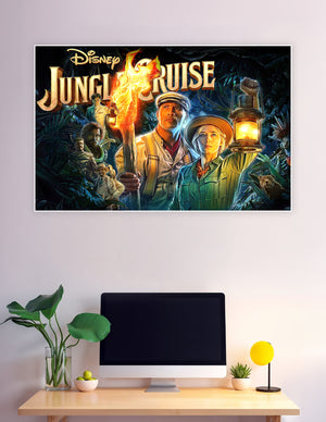 Disney Jungle Cruise movie poster with Dwayne Johnson and Emily Blunt