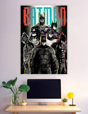 Batman all versions neon outline fan art poster