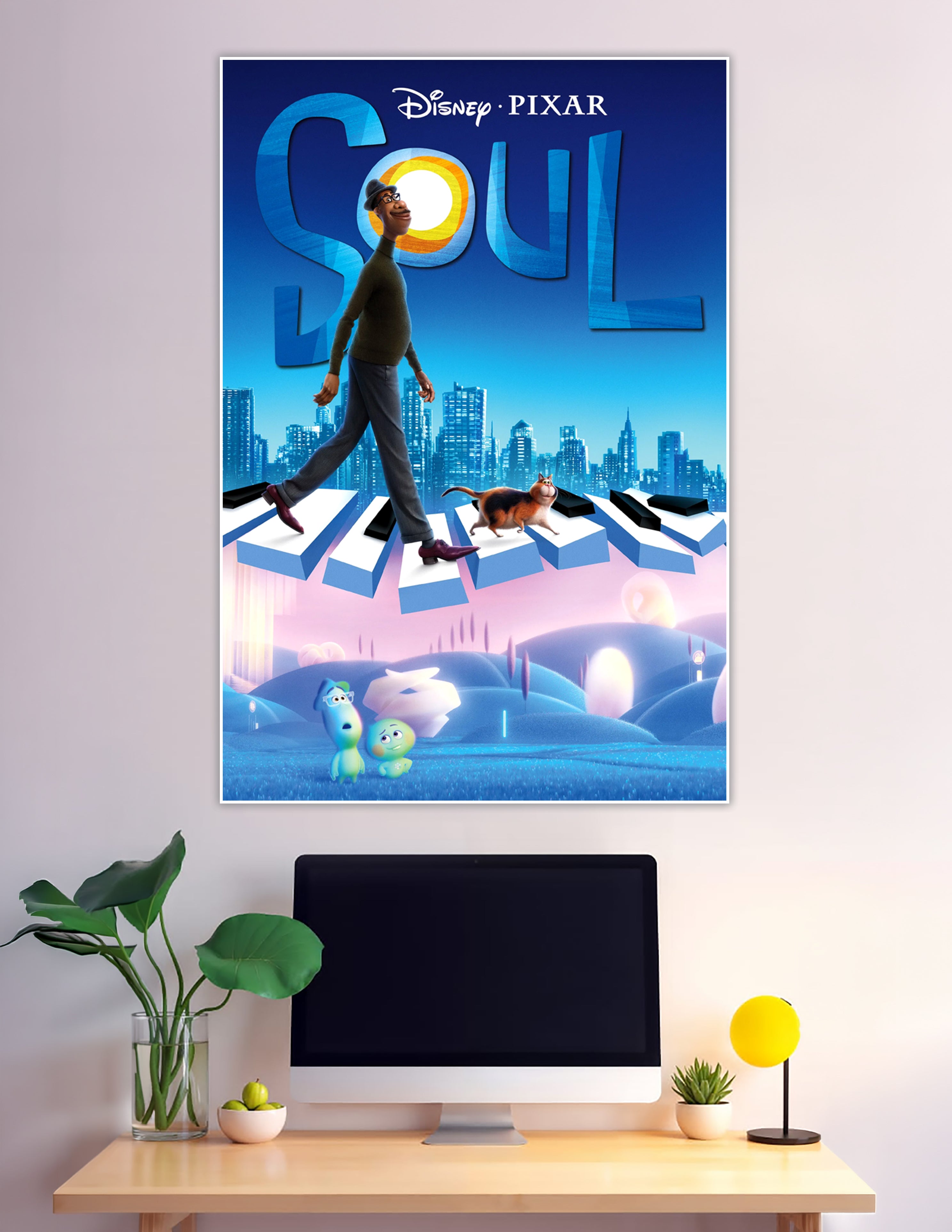 Disney Pixar Soul animated movie poster with piano keys