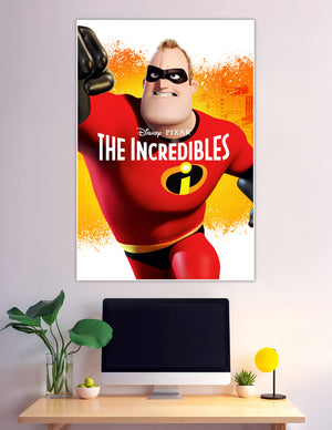 Mr. Incredible in red suit Disney Pixar movie poster