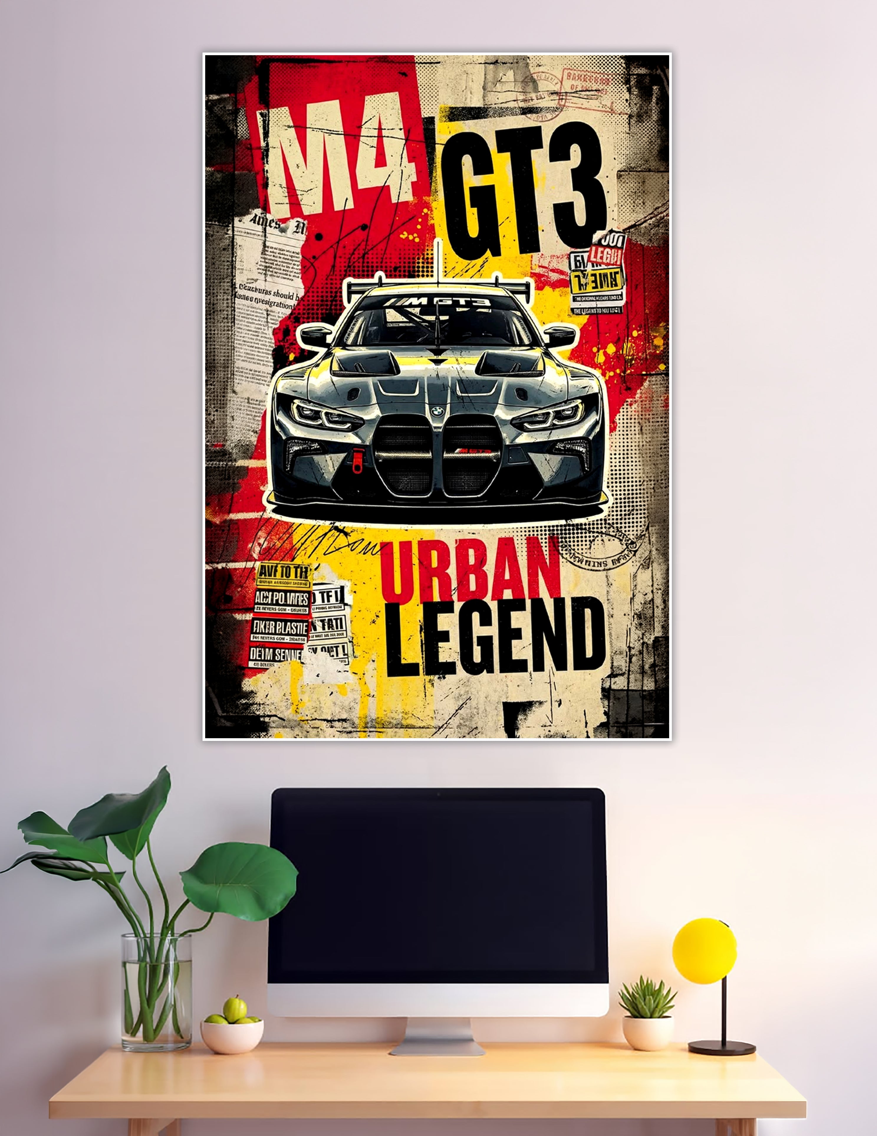 BMW M4 GT3 urban legend street art racing poster