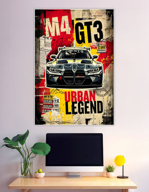 BMW M4 GT3 urban legend street art racing poster